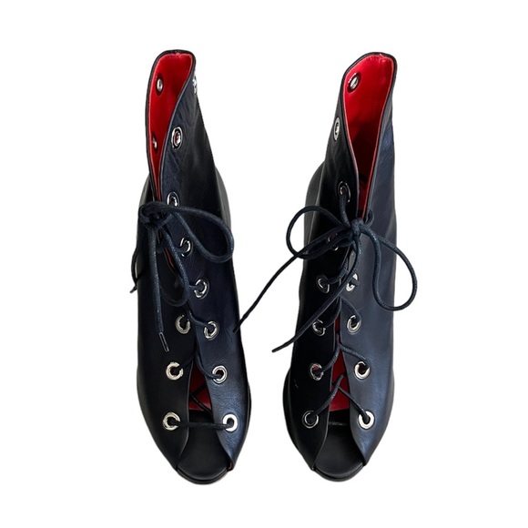 Proenza Schouler Open toe Lace up Ankle Booties size 37 Black - Picture 2 of 12